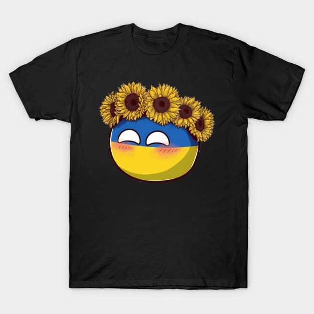 Ukraineball Polandball Countryball Sunflower Art T-Shirt by Polandball World